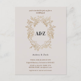 Invitación de boda minimalista beige