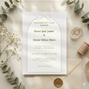 Invitación de Boda Minimalista Beige a Rayas Finas