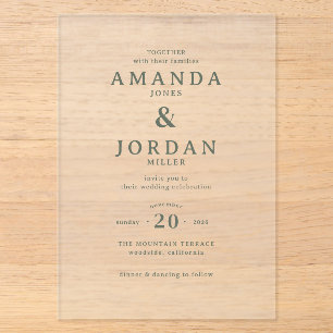 Invitación de boda minimalista beige elegante