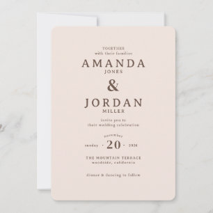 Invitación de Boda Minimalista Beige Elegante