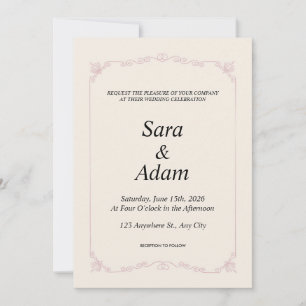 Invitación de boda minimalista beige elegante   Ed