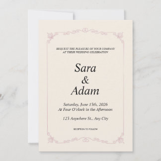 Invitación de boda minimalista beige elegante | Ed
