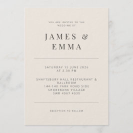 Invitación de boda minimalista beige suave