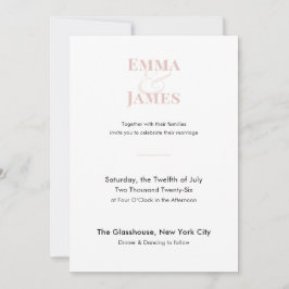 Invitación de Boda Minimalista Blush | Código QR