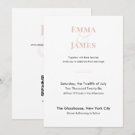 Invitación de Boda Minimalista Blush | Código QR