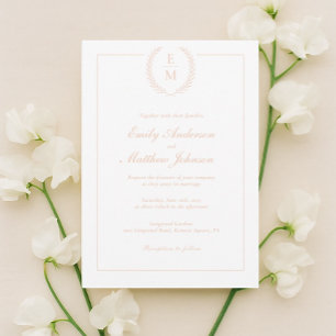 Invitación de Boda Minimalista Blush Laurel