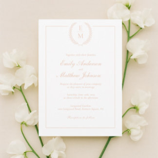 Invitación de Boda Minimalista Blush Laurel