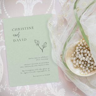 invitación de boda minimalista bohemio sage