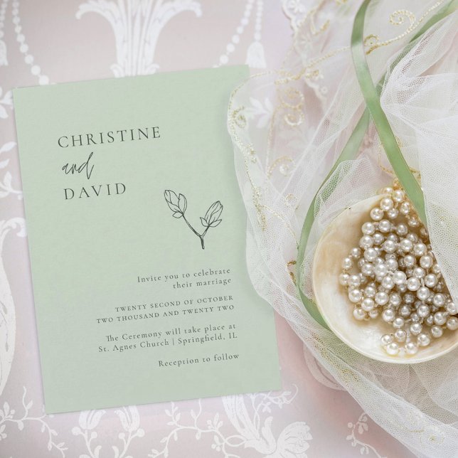 invitación de boda minimalista bohemio sage (Subido por el creador)