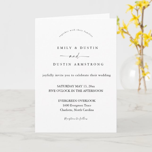 Invitación de boda minimalista boho (flor amarilla)