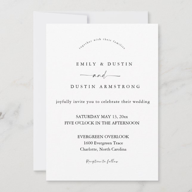 Invitación de boda minimalista boho (Anverso)