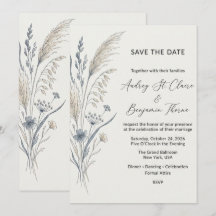 Invitación de boda minimalista boho de flores silv