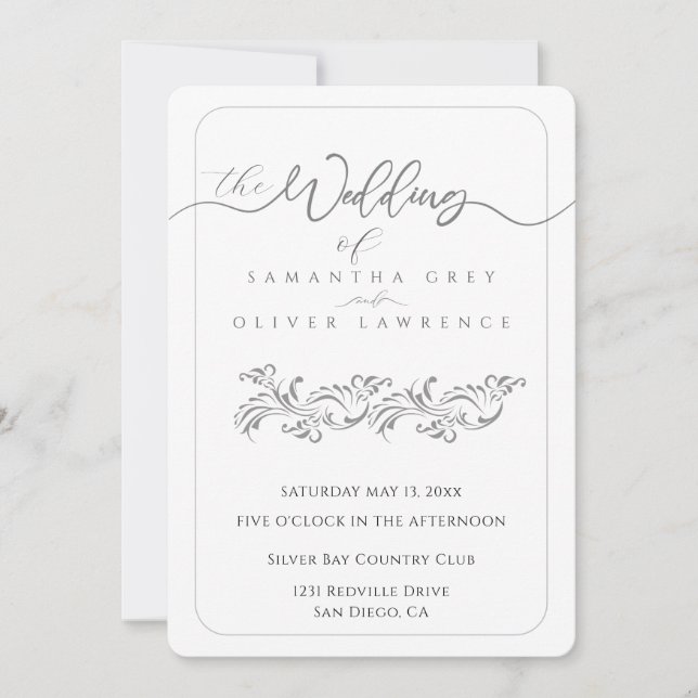 Invitación de boda minimalista boho elegante (Anverso)