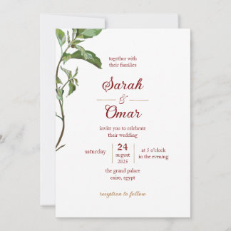 Invitación de Boda Minimalista Botánica con Rama d