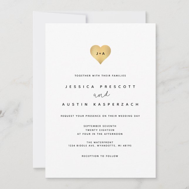 Invitación de boda minimalista caprichosa (Anverso)