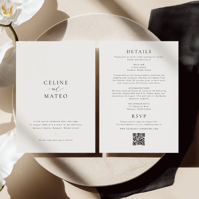 Invitación de boda minimalista CELINE con RSVP + D (Subido por el creador)