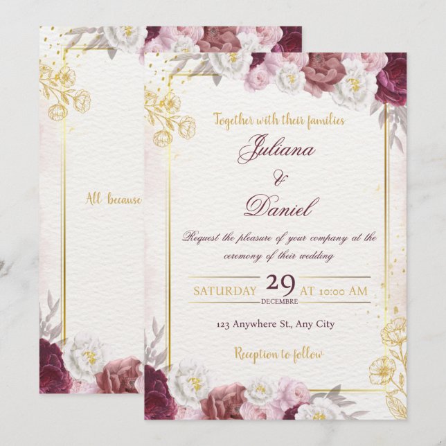 Invitación de boda minimalista chic (Anverso / Reverso)