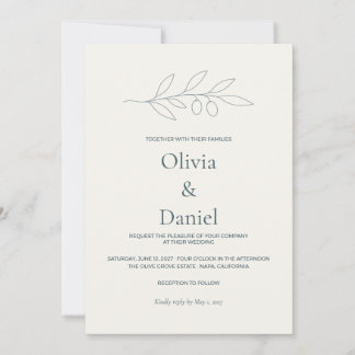 Invitación de boda minimalista clásica con rama de