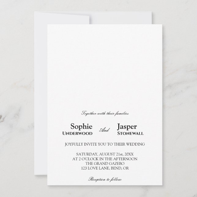 Invitación de boda minimalista clásica moderna (Anverso)