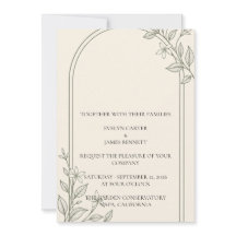 Invitación de boda minimalista con arco botánico d