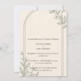 Invitación de boda minimalista con arco botánico d