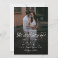 Invitación de boda minimalista con cinta y guión
