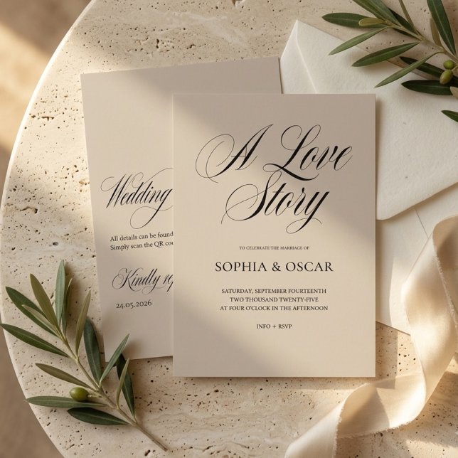 Invitación de boda minimalista con código QR (Subido por el creador)