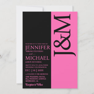 Invitación de boda minimalista con código QR fucsi