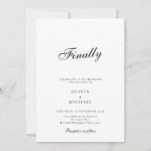 Invitación de boda minimalista con guión Finalment