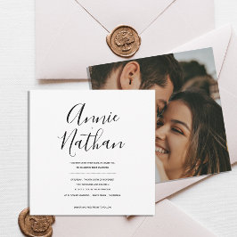 Invitación de boda minimalista con guión moderno e