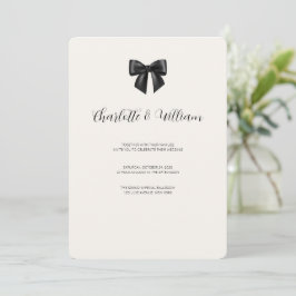 Invitación de boda minimalista con lazo negro