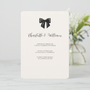 Invitación de boda minimalista con lazo negro