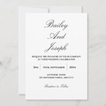 Invitación de boda minimalista con letra elegante