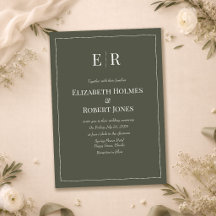 Invitación de boda minimalista con monograma de ol