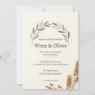 Invitación de Boda Minimalista con Rama de Olivo V
