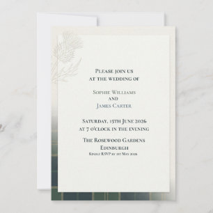 Invitación de boda Minimalista con ramita de cardo