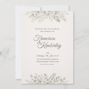 Invitación de boda minimalista con ramita floral d