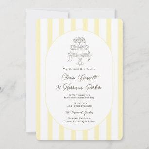 Invitación de boda minimalista con rayas amarillas