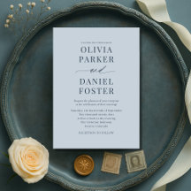 Invitación de boda minimalista costera azul