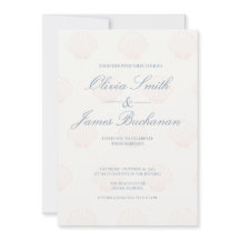 Invitación de boda minimalista costera con conchas