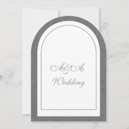 Invitación de boda minimalista de arco gris oscuro