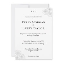 Invitación de boda minimalista de elegancia floral