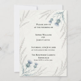 Invitación de boda minimalista de eucalipto gris a