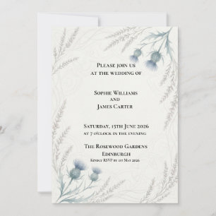 Invitación de boda minimalista de eucalipto gris a