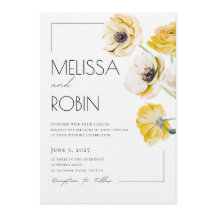 Invitación de boda minimalista de flor de anémona
