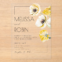 Invitación de boda minimalista de flor de anémona
