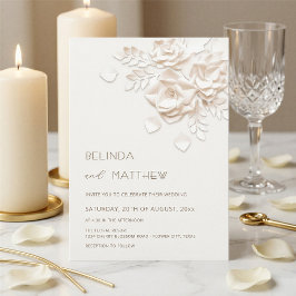 Invitación de boda minimalista de flores de marfil