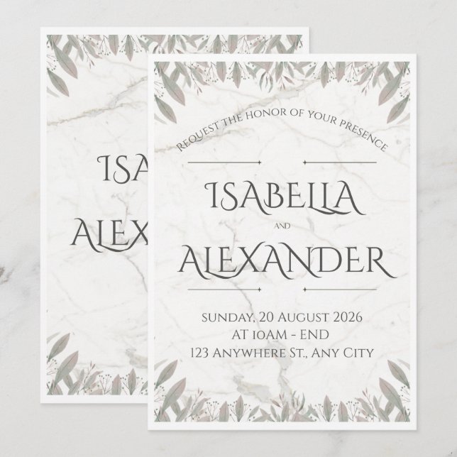 Invitación de Boda Minimalista de Lujo (Anverso / Reverso)