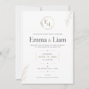 Invitación de Boda Minimalista de Lujo – Dou Elega