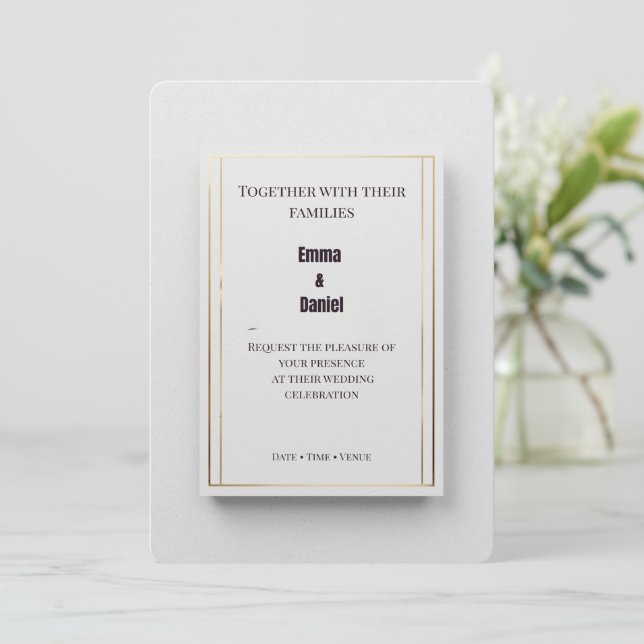 Invitación de Boda Minimalista de Lujo Elegante Do (Anverso de pie)